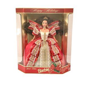 1997 happy holidays barbie Brunette collector doll stand included